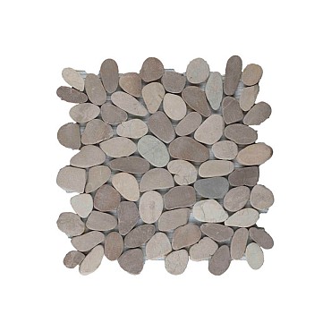 Pebble sliced mix brown & white 30x30 cm. ~