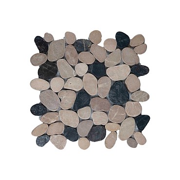 Pebble sliced mix black & brown 30x30 cm. ~