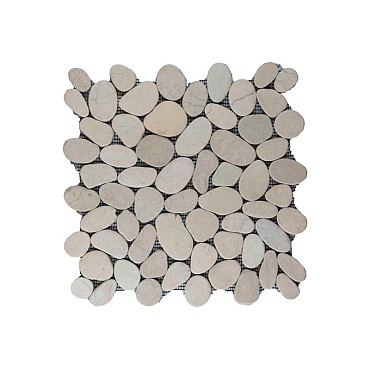 Pebble sliced white 30x30 cm. ~