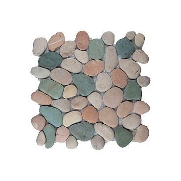 Pebble regular mix white, green & pink 30x30 cm. ~