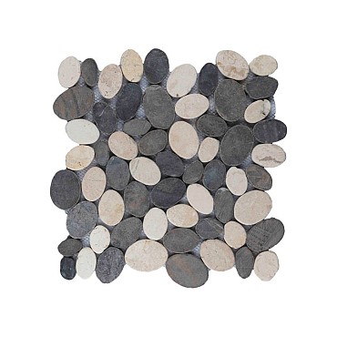 Mosaic oval mix grey/cream 30x30 cm. ~