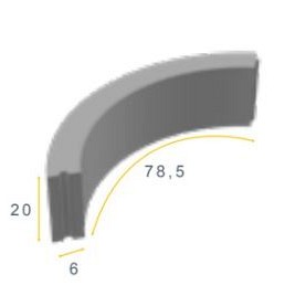 Bochtband grijs 78,5x20x6 cm. R=10 hd ~