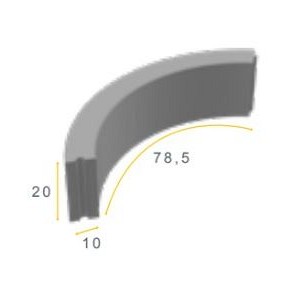 Bochtband grijs 78,5x20x10 cm. R=5 hd ~