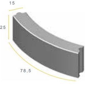 Bochtband grijs 78,5x25x15 cm. R=4 vb ~