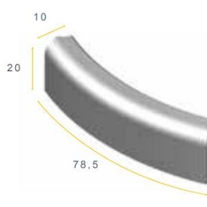 Gazonband/bochtstuk grijs 78,5x20x10 cm. R=10u vb ~