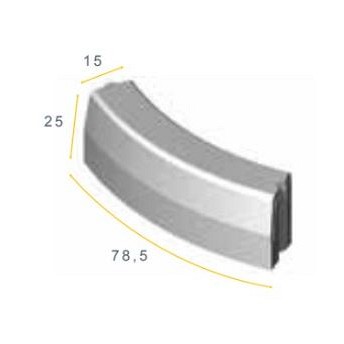 Trottoirband Bochtstuk 13/15x25x78,5cm R=1,5 uitwendig grijs vis~