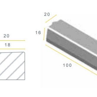 Trottoirband 18/20x20x100 grijs vis K ~