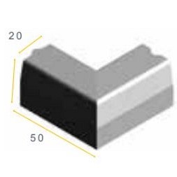 Trottoirband hoekstuk visbek KOMO 90° uitwendig grijs 18/20x25x50cm. ~