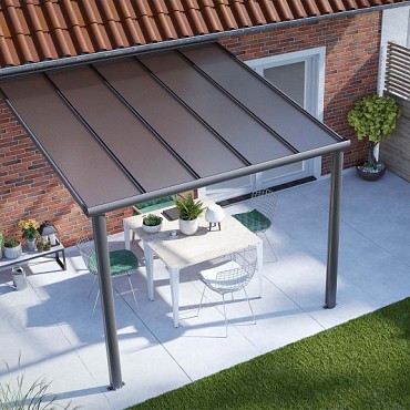 Verasol Smartline veranda Polycarbonaat Helder, 3040Bx2500D mm, 2 staanders, Antraciet struct ~