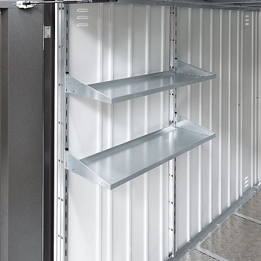 Schappenset MiniGarage L, 2 staalplaten (77 x26,8 cm) en 2 schapstaanders ~