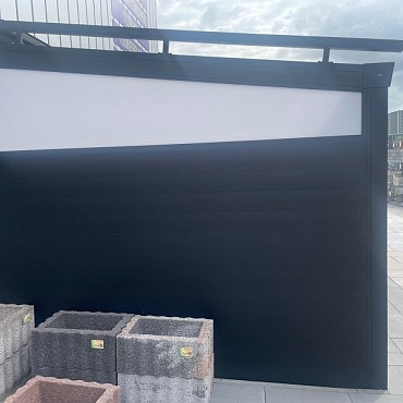 Verasol Zijwand Alu. rabatdelen 3500 mm incl. polycarbonaat spie Wit RAL 9010 / Antraciet / Brons structuurlak~