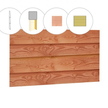 Zweeds rabat plankenset douglas bij wand C, 278,5x224 cm. onbehandeld. ~