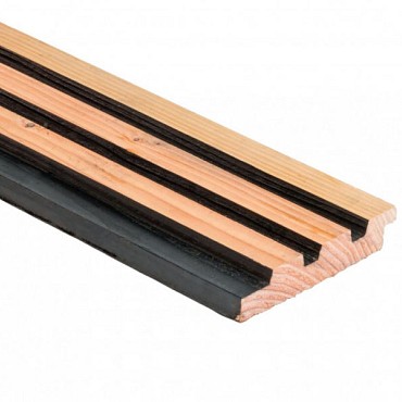 Douglas geschaafd triple profiel 2.5x14x300 cm zwart/onbehandeld ~