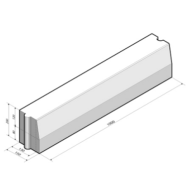 Opsluitband grijs 100x20x13/15 cm. ~