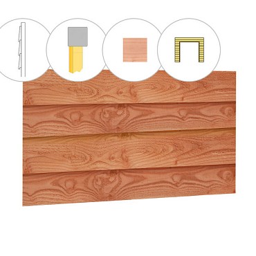 Zweeds rabat douglas enkelzijdige wand B, t.b.v. dubbele deur, 228,5x224 cm. onbehandeld. ~