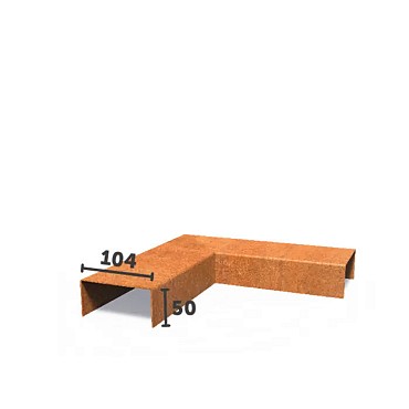 Corten overzetprofiel gelijkzijdig 230x5x10,4 cm. (2 mm.) ~