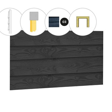 Wand E zweeds rabat enkelzijdig t.b.v. dubbele deur 371,0x232 cm. zwart geïmpregneerd. ~