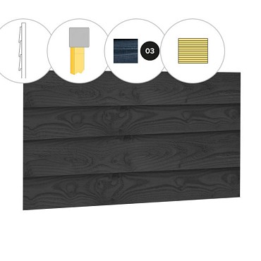 Zweeds rabat douglas enkelzijdige wand B. 228.5x224 cm zwart geïmpregneerd ~