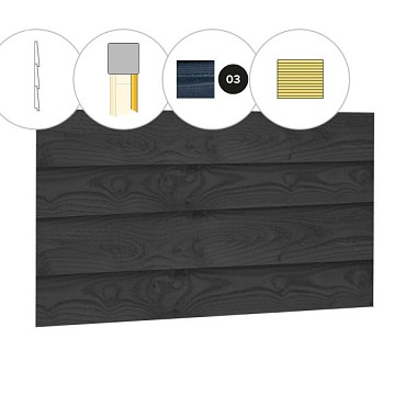 Zweeds rabat plankenset douglas bij wand C. 278.5x224 cm zwart geïmpregneerd ~