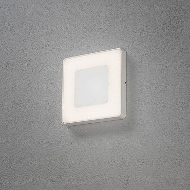 Carrara PowerLED 230V wandarmatuur flush square 27cm remote control, vand.bestendig glas,1x 25W ~