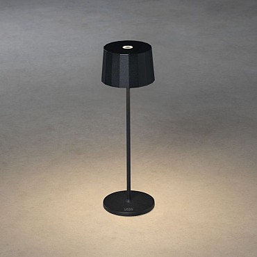 Positano draadloze USB oplaadbare LED lounge/tafellamp rond 35cm, IP54, docking station en USB laadkabel, touch dimmer en switch, 2700K of 3000K, 10 LED (extra)warmwit, Lithium batterij, laadtijd 6u, 9u licht op 100%, 20u op 50% ~