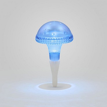 Assisi LED Solar paddestoel op tuinspies 27.5cm, blauw, 1x 0.06W, schemerschakelaar, op batterij ~