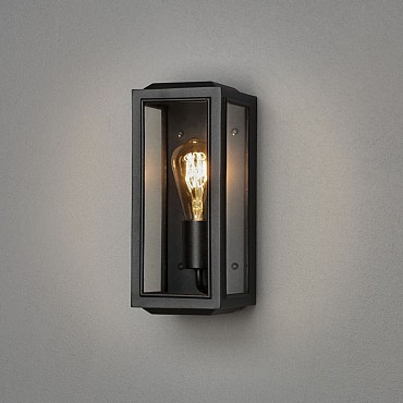 Carpi 230V wandarmatuur flush E27, 18x30cm, transparant glas, max 60W ~