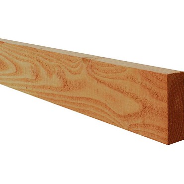 Douglas fijnbezaagde gording 7,5x17,5x300 cm. groen geïmpregneerd. ~