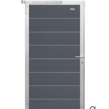 Elephant tuindeur Modular Evo houtcomposiet 90x174 cm Rock Grey, alu beslag ~