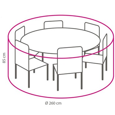 Beschermhoes voor Dining Set maximaal 200 cm rond Charcoal (260 cmØx85 cm) ~