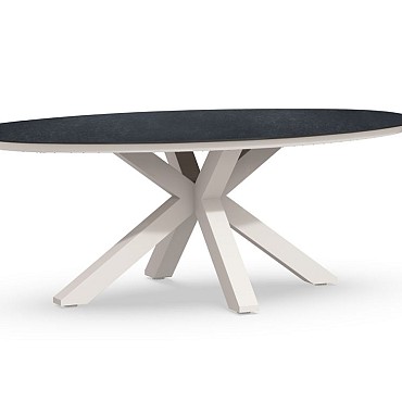 Oblong Dining Table Trespa Graphite Creme White 200x110x75 cm. ~