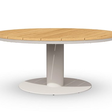 Morena Low Dining Table Teak Creme White 120 - Ø68 cm. ~