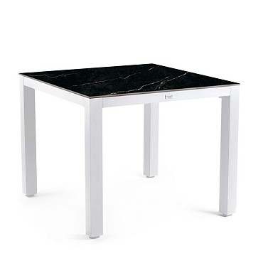 Briga Dining Table Trespa Marble 100x100 cm Creme White ~