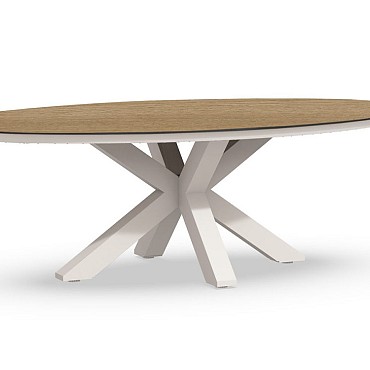 Oblong Dining Table Trespa Bergamo 220x130x75 cm Creme White ~