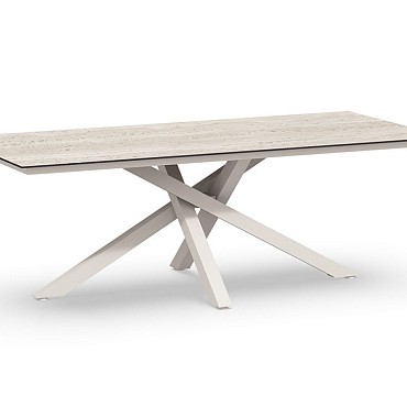 Orion Dining Table Trespa Travertin 220x100x75 cm Creme White ~