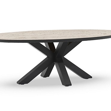 Oblong Dining Table Trespa Travertin 220x130x75 cm Charcoal ~