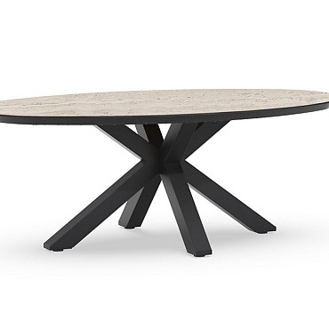 Oblong Dining Table Trespa Travertin 200x110x75 cm Charcoal ~