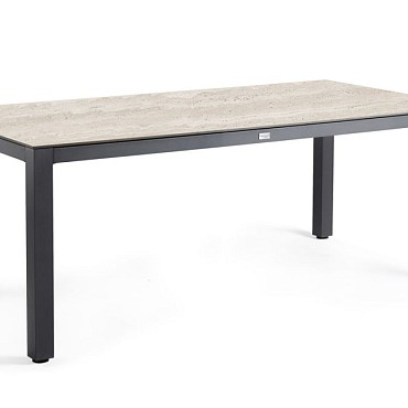 Briga Dining Table Trespa Travertin 220x100 cm Charcoal ~