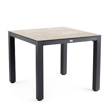 Briga Dining Table Trespa Travertin 100x100 cm Charcoal ~