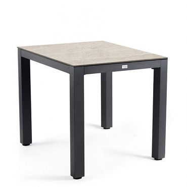 Briga Dining Table Trespa Travertin 80x80 cm Charcoal ~