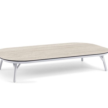 Nora Coffee Table Large Trespa Travertin Creme White ~