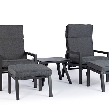 Campo Bistro Set with Hockers Charcoal  ~