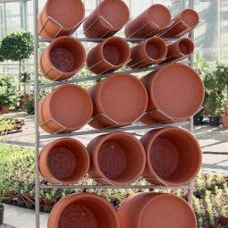 CYLINDRO pot/onderzetter display antraciet/terracotta GEVULD ~