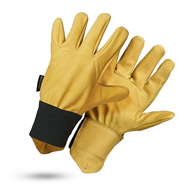 Handschoen gev.leer,elastisch manchet mt 8 ~