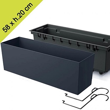 Urbi Case plantbak 58 x h.20 cm antra + haken ~