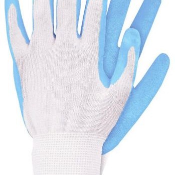 Werkhandschoenen latex lichtblauw maat S ~