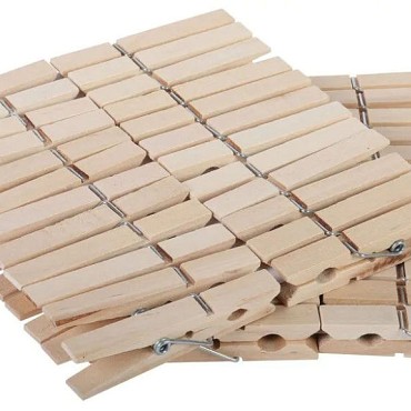 Wasknijpers hout 48 stuks ~