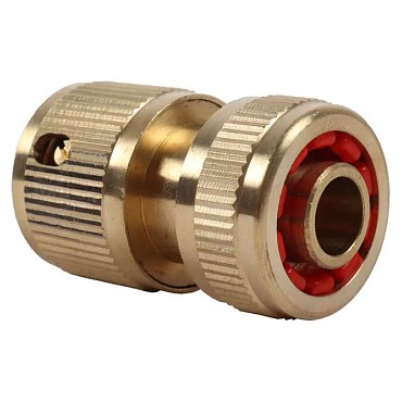 Snelkoppeling met stop en slanghouder Ø 12-18 mm messing in blister ~