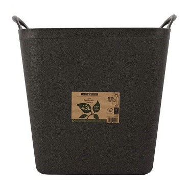Flexibele kuip postconsumer recycled vierkant 43 liter zwart ~