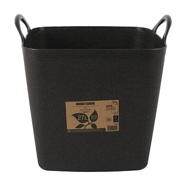 Flexibele kuip postconsumer recycled vierkant 27 liter zwart ~